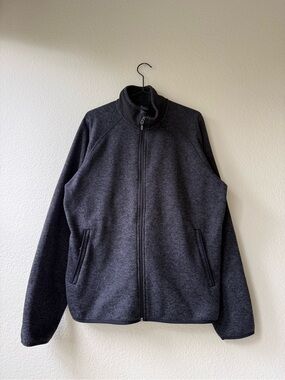 Men's Full-Zip Charcoal Knit Sweater Jacket